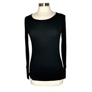 Aerie Y2K Black Waffle Knit Long Sleeve Top Women’s Size‎ Small